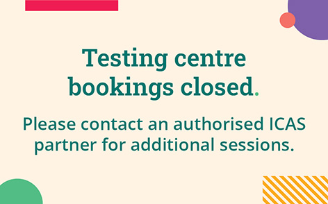 icas testing centre bookings closed